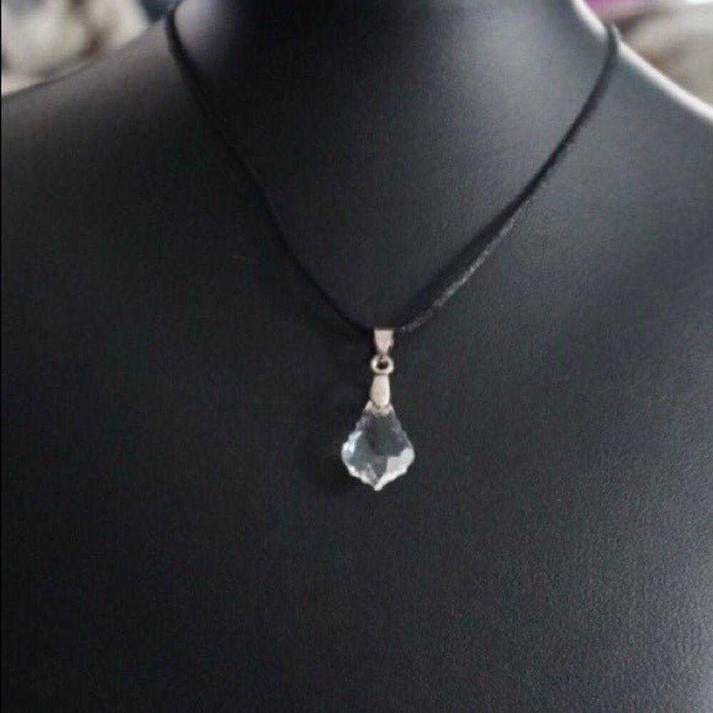 Faceted Prism Pendant Necklace on a Black Cord